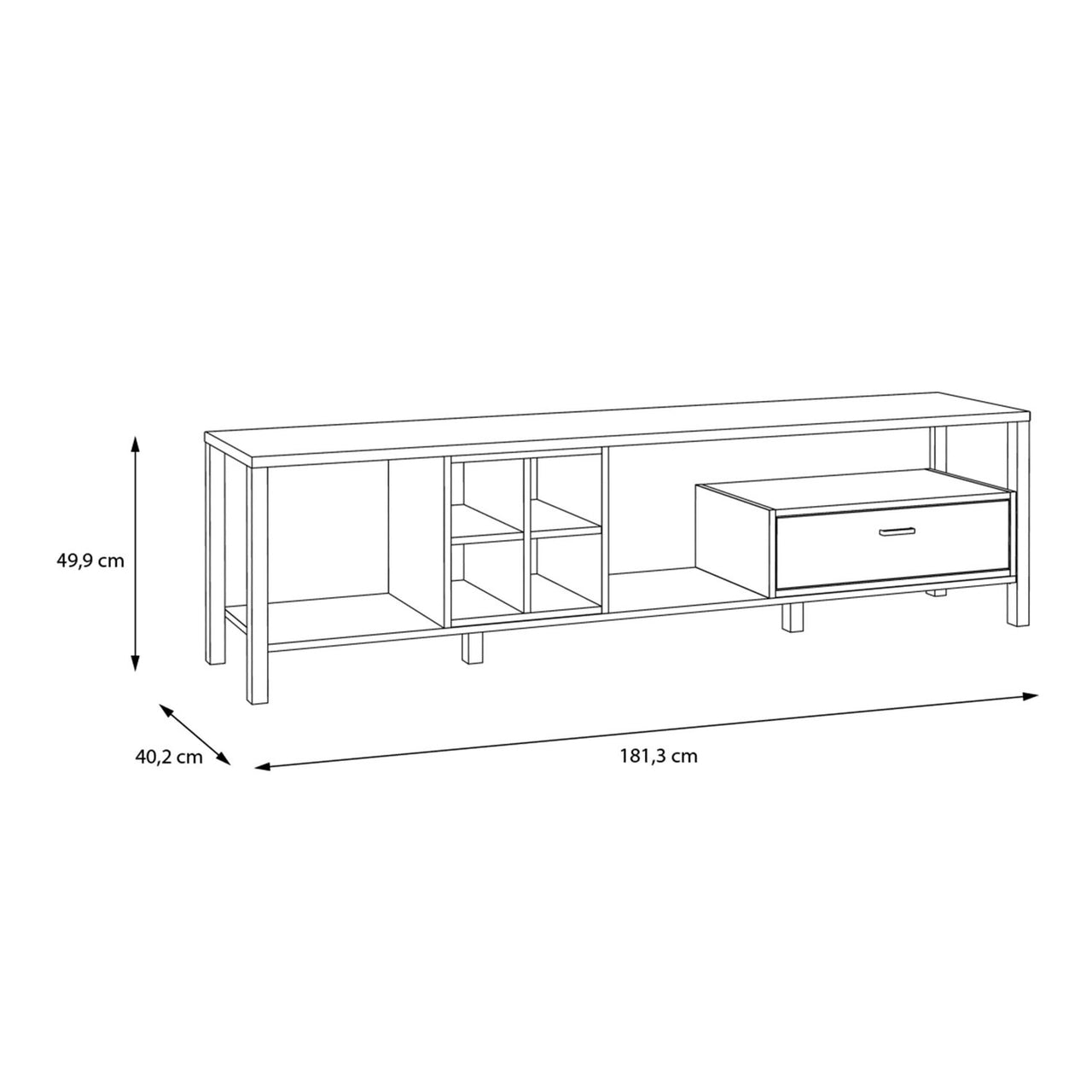 High Rock Wide TV Unit in Matt Black Riviera Oak