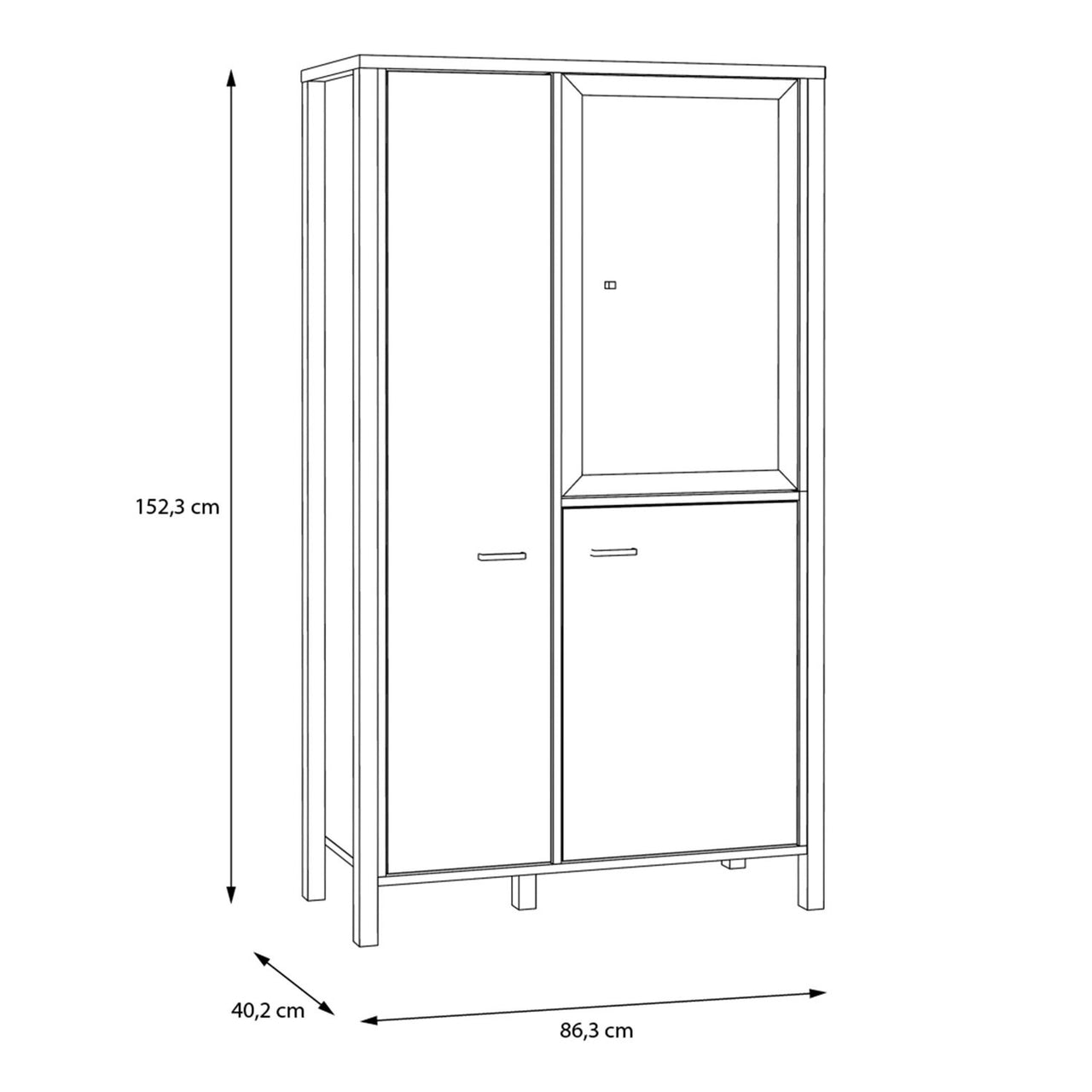 High Rock Small Display Cabinet in Matt Black Riviera Oak