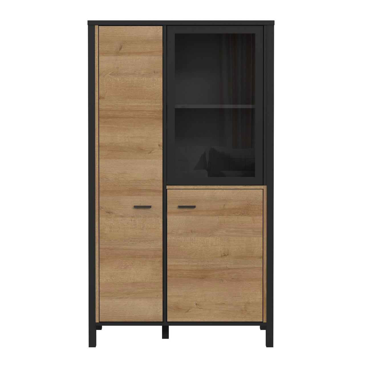 High Rock Small Display Cabinet in Matt Black Riviera Oak