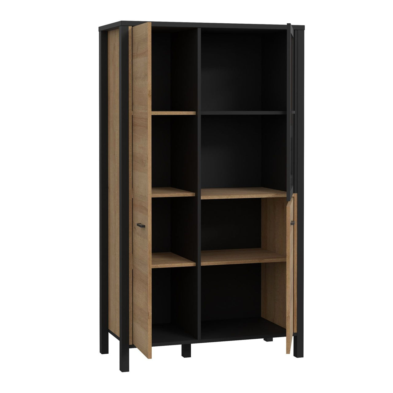 High Rock Small Display Cabinet in Matt Black Riviera Oak