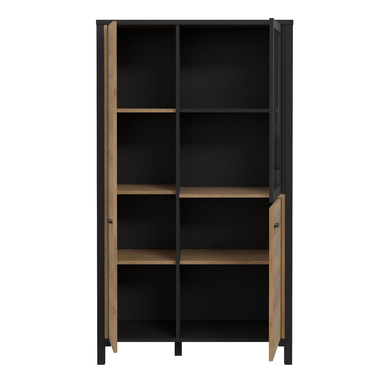 High Rock Small Display Cabinet in Matt Black Riviera Oak