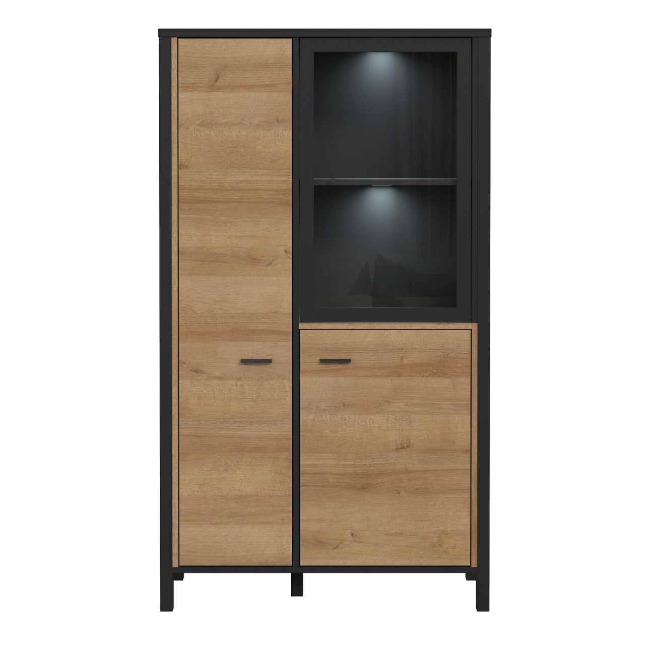 High Rock Small Display Cabinet in Matt Black Riviera Oak