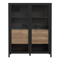 Thumbnail for High Rock Extra Wide Display Cabinet in Matt Black Riviera Oak