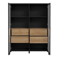 Thumbnail for High Rock Extra Wide Display Cabinet in Matt Black Riviera Oak