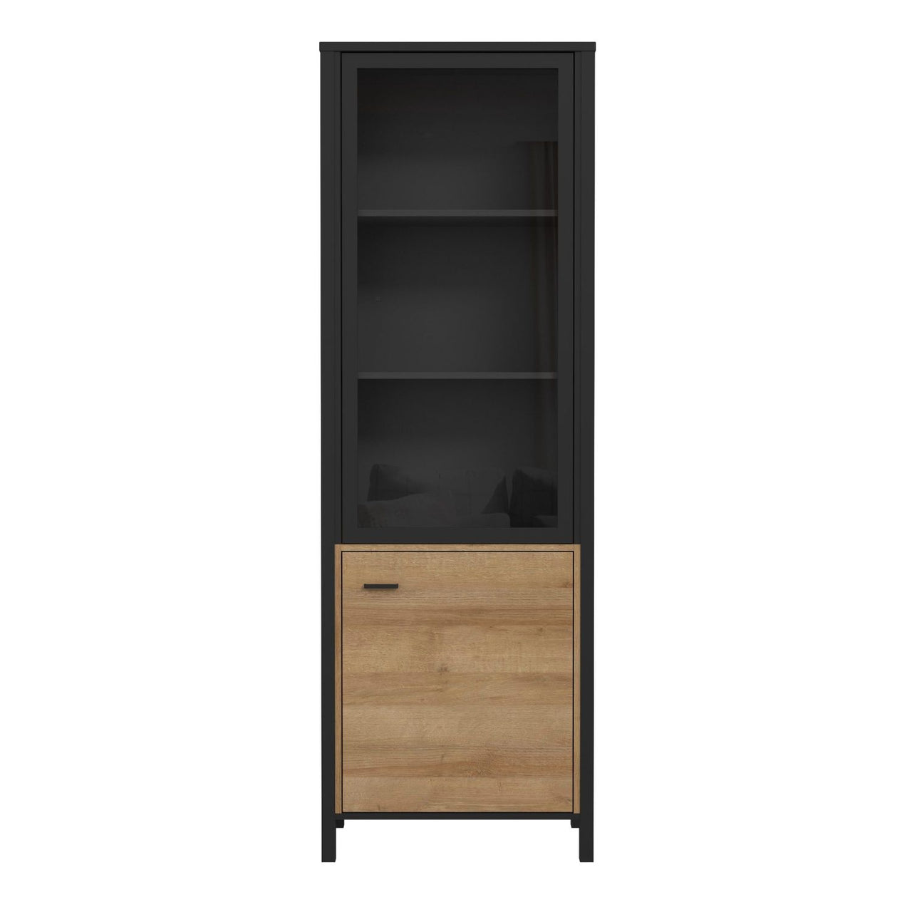 High Rock Wide Display Cabinet in Matt Black Riviera Oak