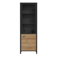 Thumbnail for High Rock Wide Display Cabinet in Matt Black Riviera Oak