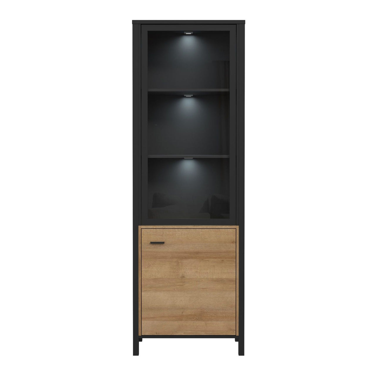 High Rock Wide Display Cabinet in Matt Black Riviera Oak