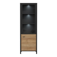 Thumbnail for High Rock Wide Display Cabinet in Matt Black Riviera Oak