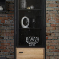 Thumbnail for High Rock Wide Display Cabinet in Matt Black Riviera Oak