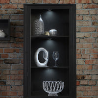 Thumbnail for High Rock Wide Display Cabinet in Matt Black Riviera Oak