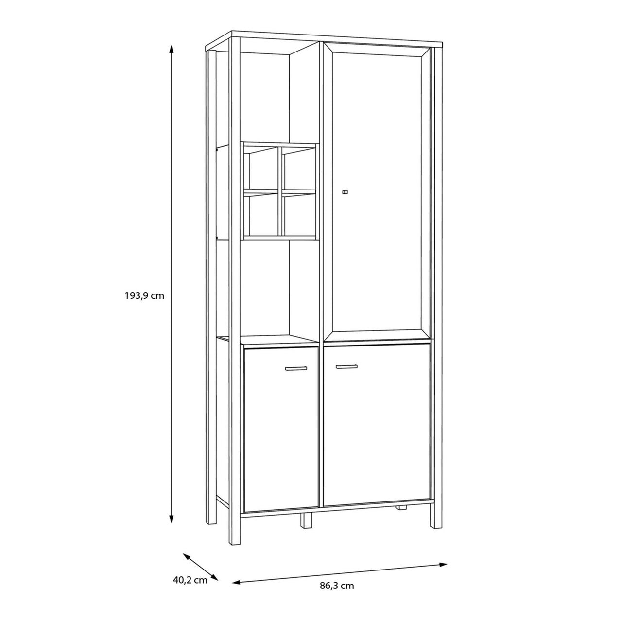 High Rock Display Cabinet in Matt Black Riviera Oak