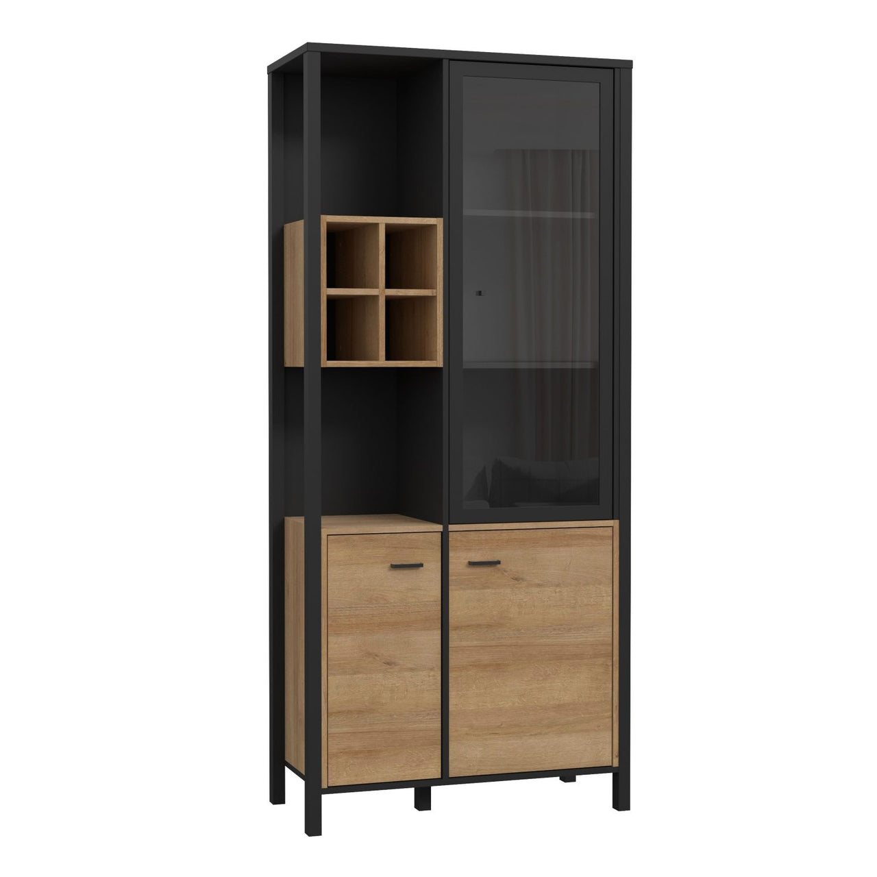 High Rock Display Cabinet in Matt Black Riviera Oak