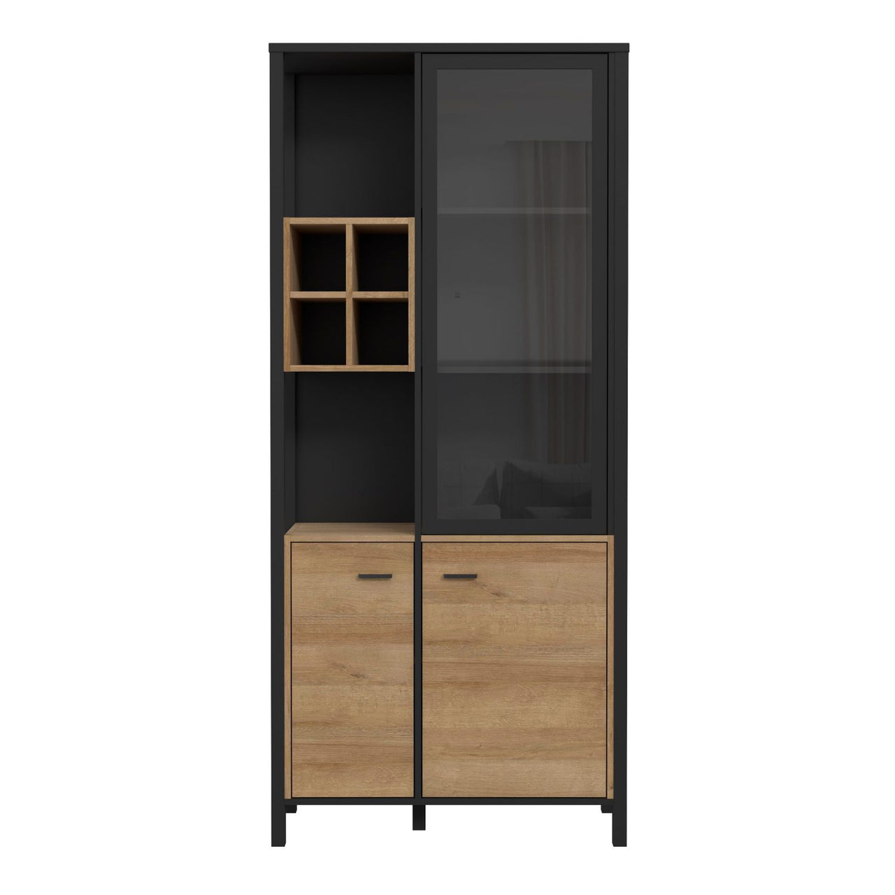 High Rock Display Cabinet in Matt Black Riviera Oak