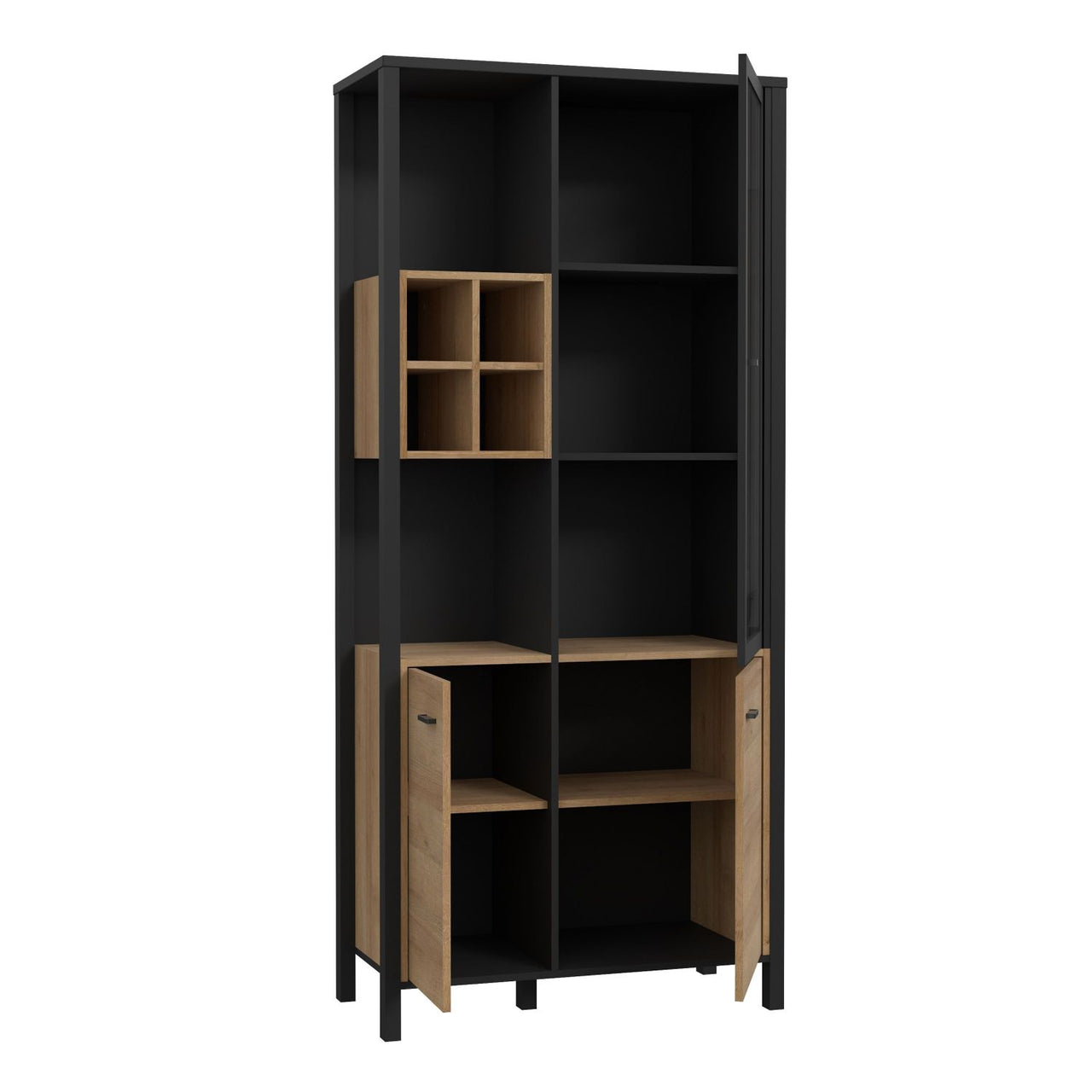 High Rock Display Cabinet in Matt Black Riviera Oak