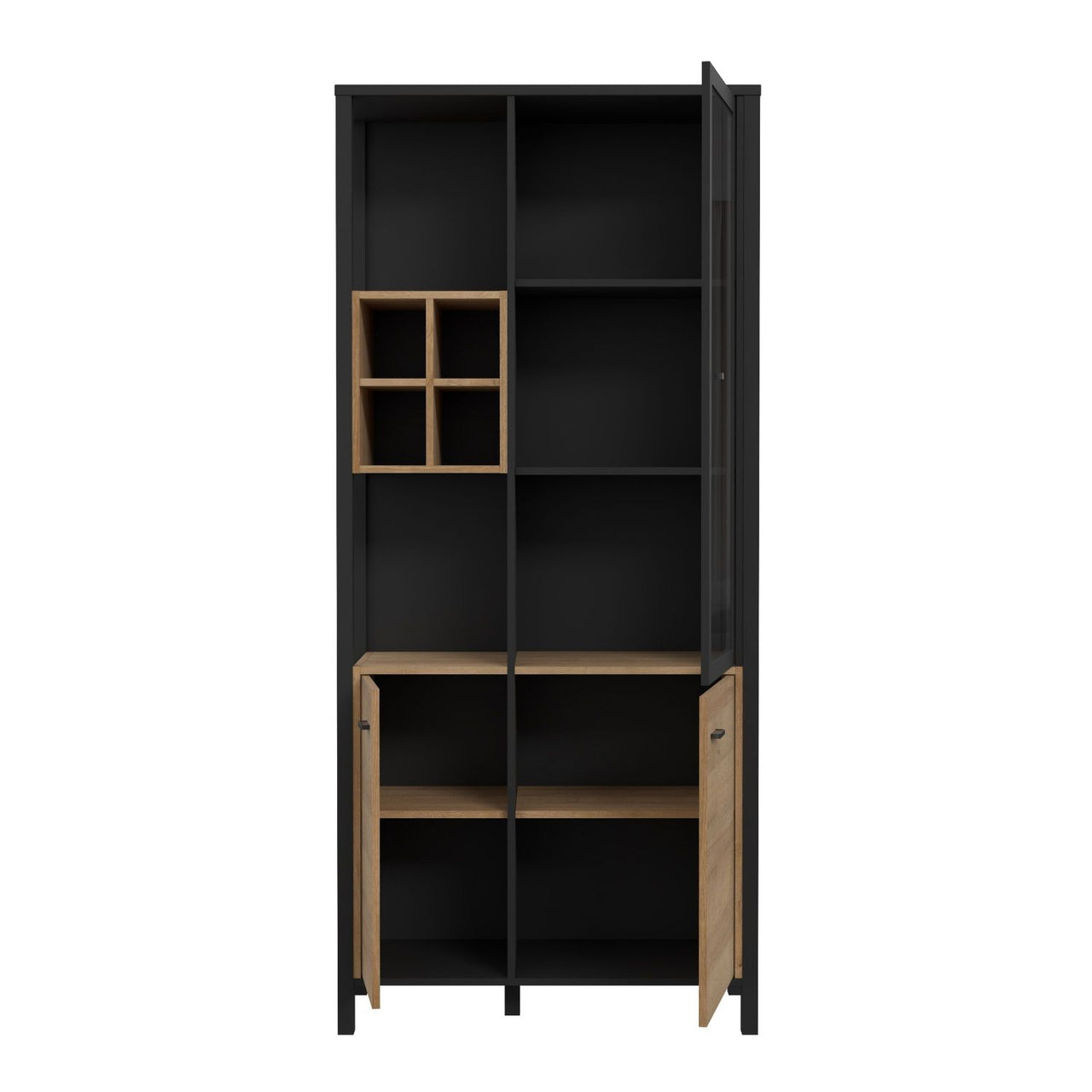 High Rock Display Cabinet in Matt Black Riviera Oak