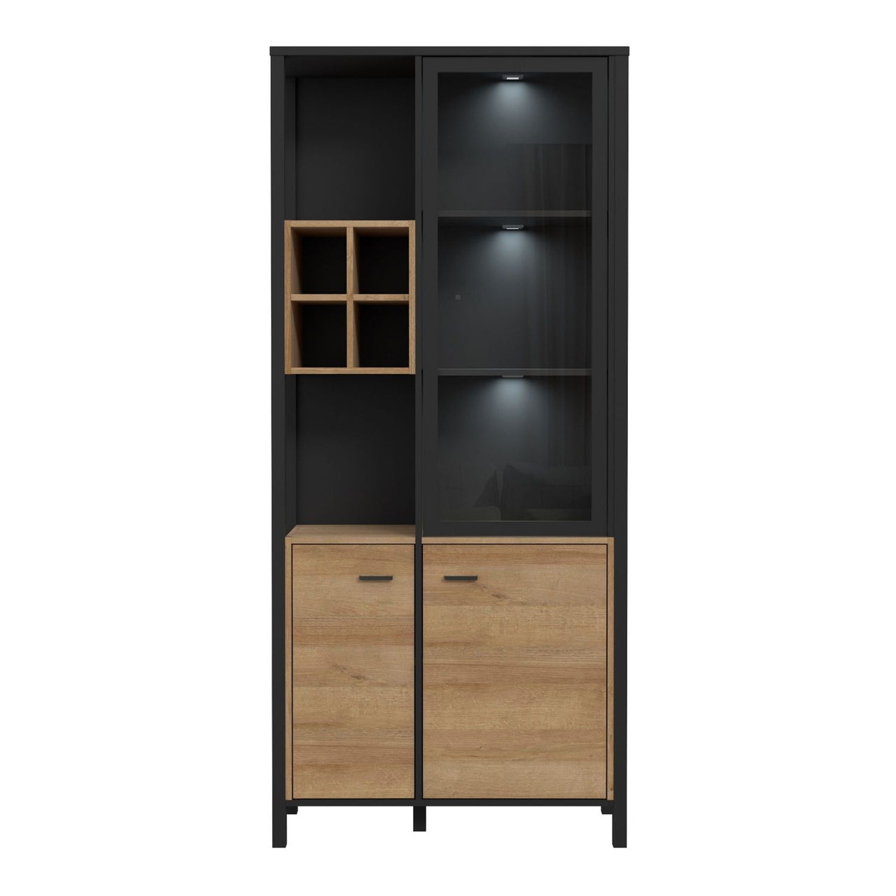 High Rock Display Cabinet in Matt Black Riviera Oak