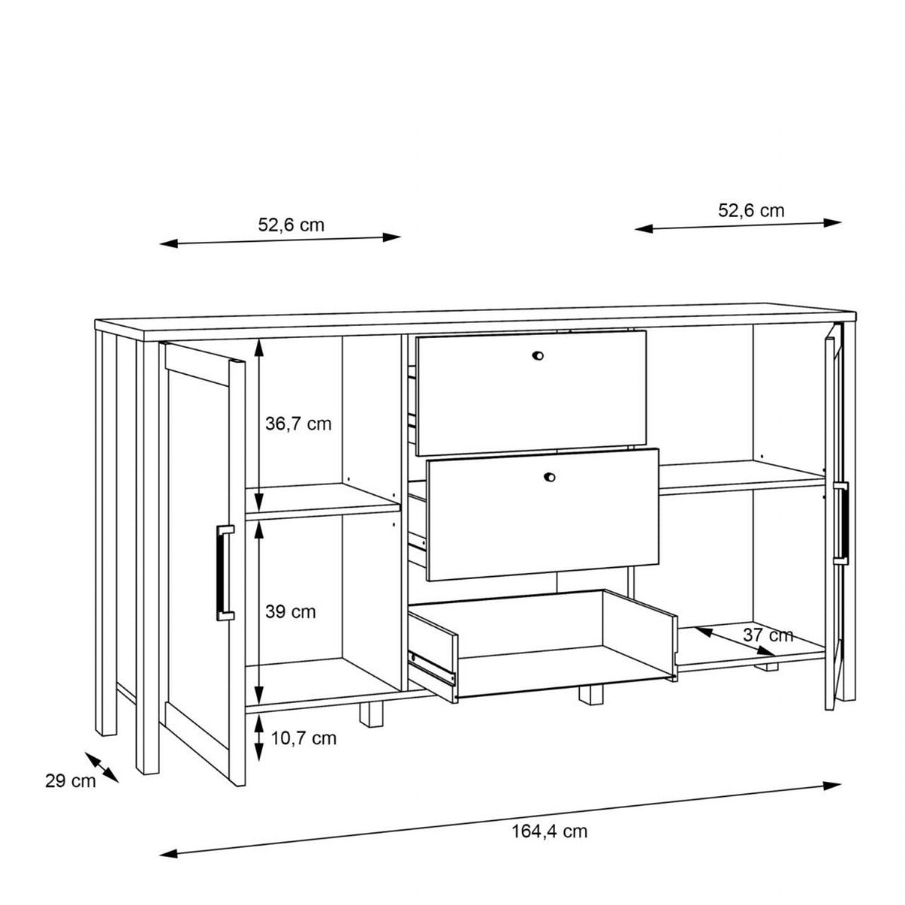 Malte Brun Sideboard with 3 Drawers and 2 Doors in Waterford Oak