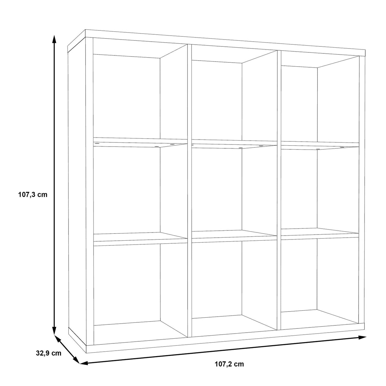 Mauro 3x3 Storage Unit in Matt Black