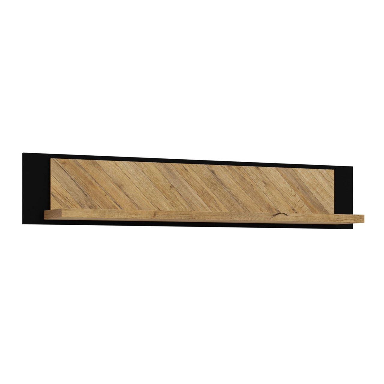 Nikomedes Wall shelf in Spica Oak Matt Black Bartex Oak