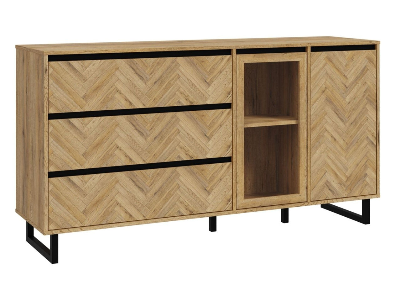 Nikomedes Sideboard in Spica Oak Matt Black Bartex Oak