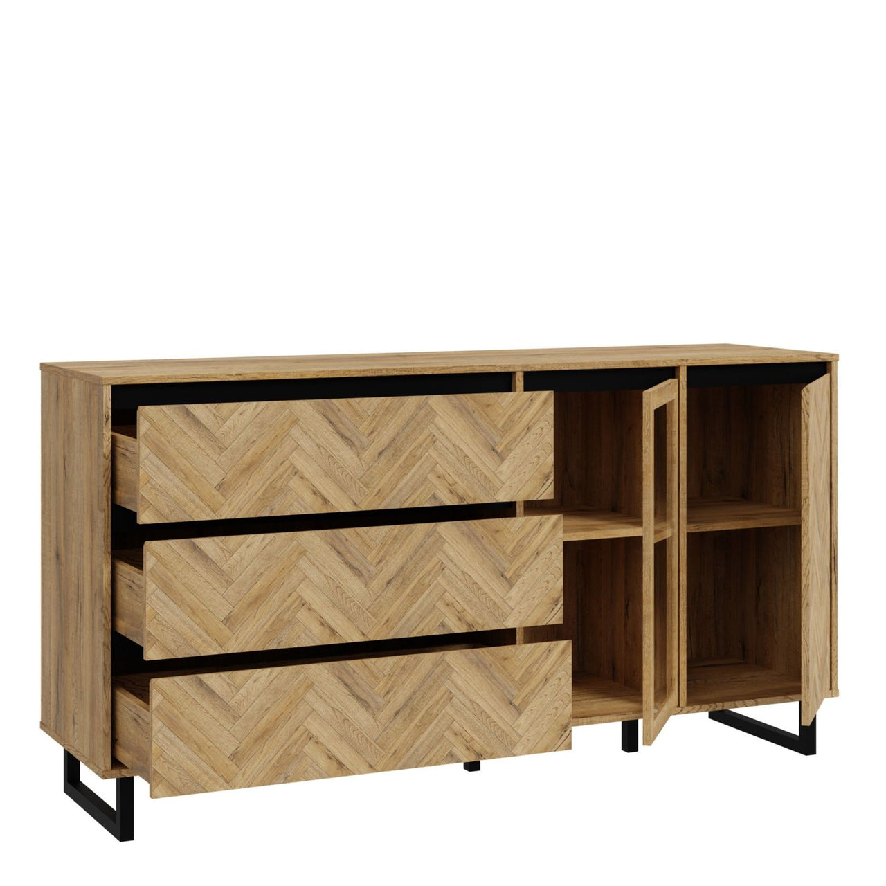 Parquet Oak Large Sideboard Modern Style