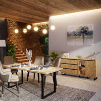 Thumbnail for Parquet Oak Large Sideboard Modern Style