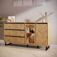 Thumbnail for Parquet Oak Large Sideboard Modern Style