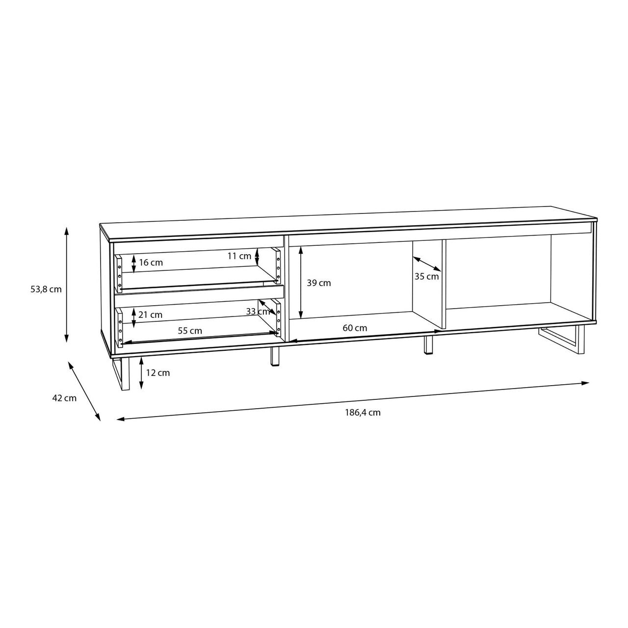 Parquet Oak Large TV Unit 2 And Big Cabinet Modern Style