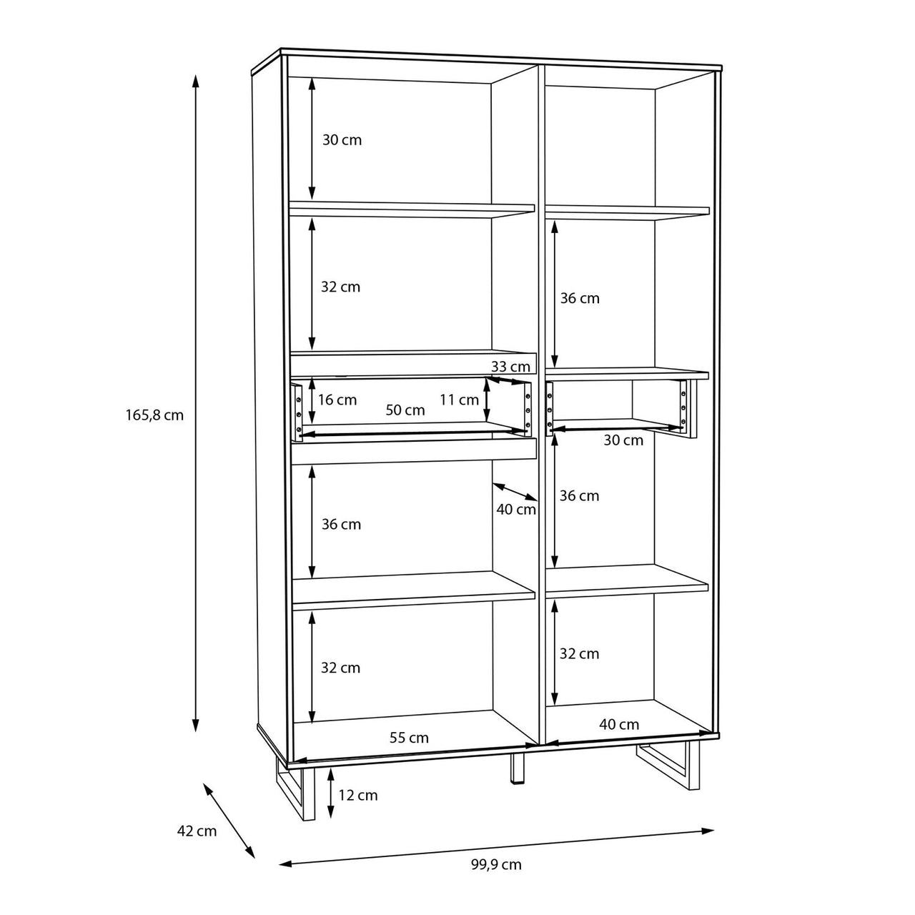 Nikomedes Display Cabinet in Spica Oak Matt Black Bartex Oak