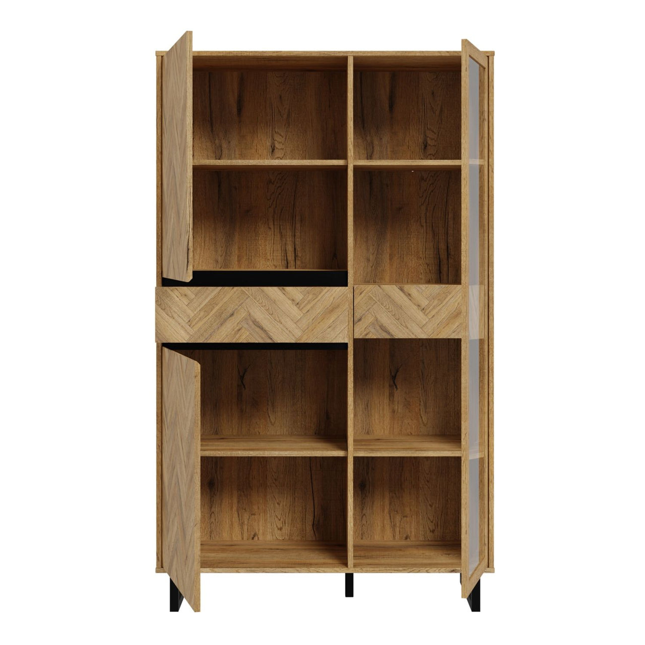 Nikomedes Wall shelf in Spica Oak Matt Black Bartex Oak