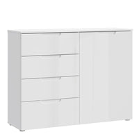 Thumbnail for 4 Chest of Drawers 1 Door in White White High Gloss