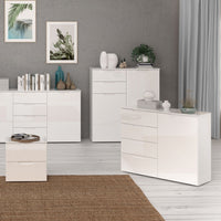 Thumbnail for Wide Chest of 4 Drawers and 2 Doors in White White High Gloss