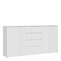 Thumbnail for Wide Chest of 4 Drawers and 2 Doors in White White High Gloss