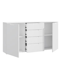 Thumbnail for Wide Chest of 4 Drawers and 2 Doors in White White High Gloss