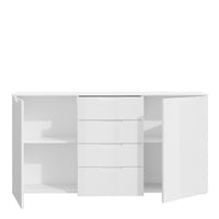 Thumbnail for Wide Chest of 4 Drawers and 2 Doors in White White High Gloss