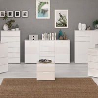 Thumbnail for Wide Chest of 4 Drawers and 2 Doors in White White High Gloss