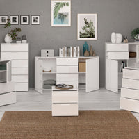 Thumbnail for Wide Chest of 4 Drawers and 2 Doors in White White High Gloss