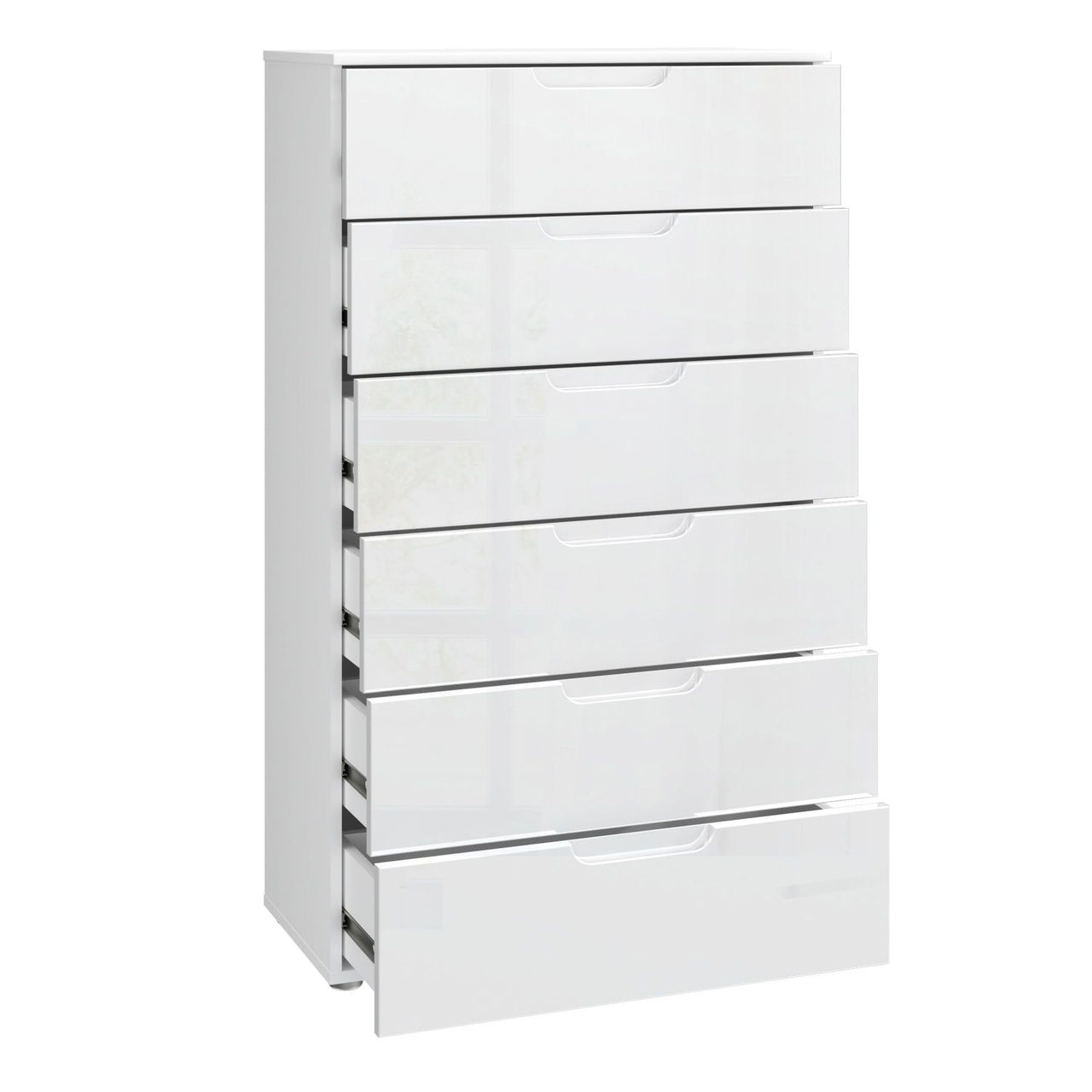 Chest of 6 Drawers in White White High Gloss