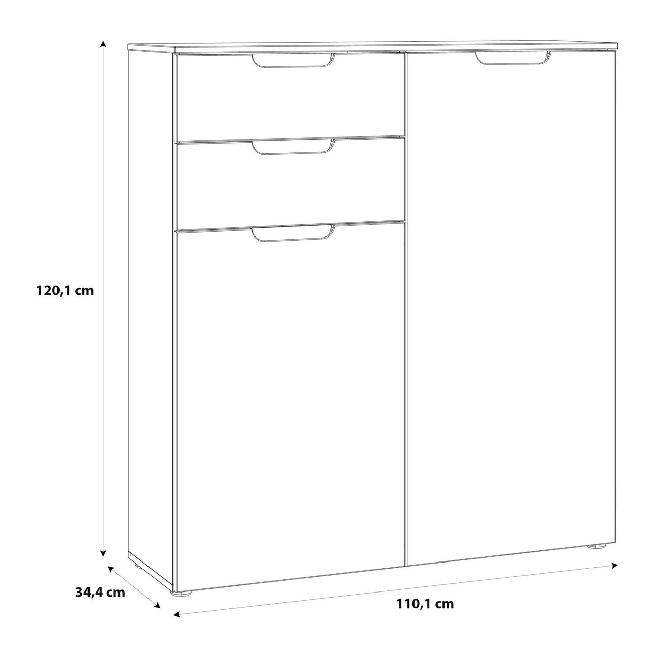 Chest of Drawers in White White High Gloss