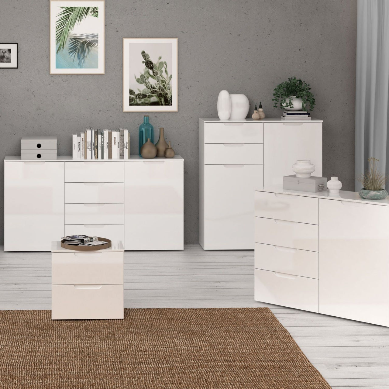 Chest of Drawers in White White High Gloss