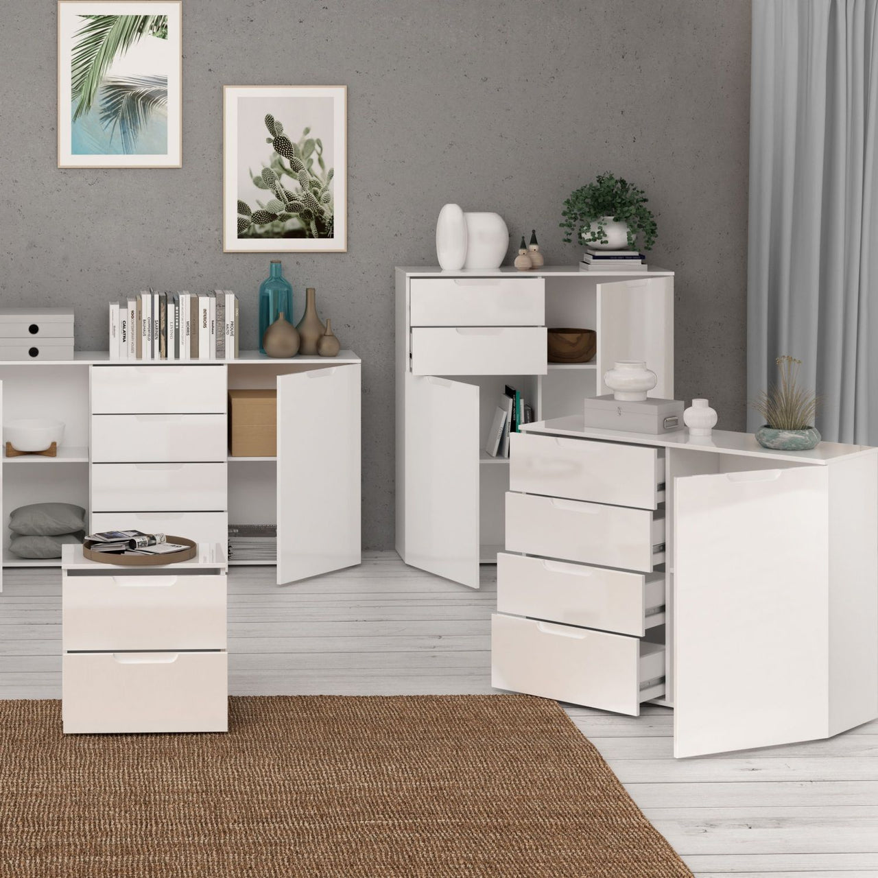 Chest of Drawers in White White High Gloss