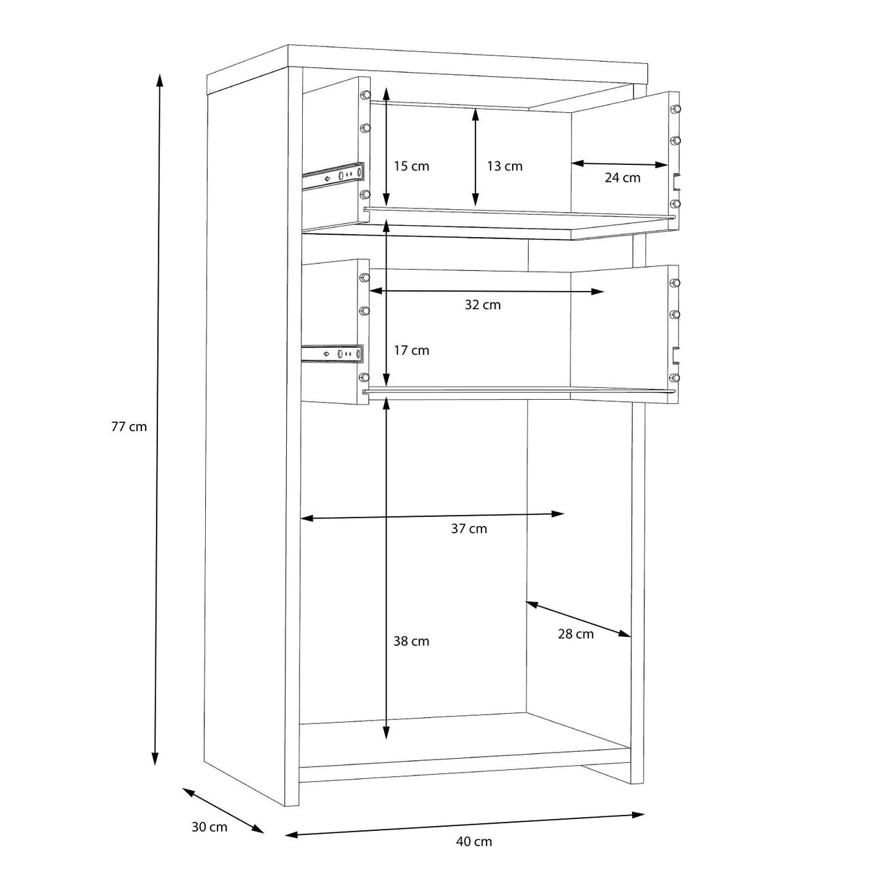 Best Chest Storage Cabinet 2 Drawers 1 Door in Artisan Oak White