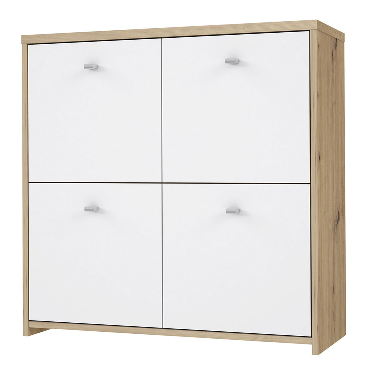 Best Chest Storage Cabinet with 4 Doors in Artisan Oak White