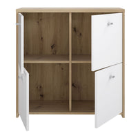 Thumbnail for Best Chest Storage Cabinet with 4 Doors in Artisan Oak White