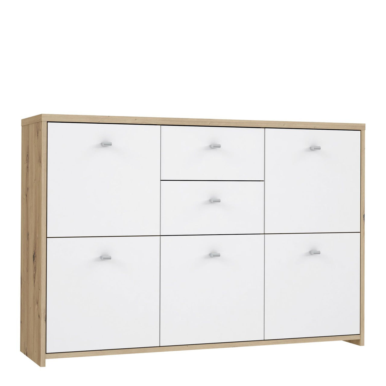 Best Chest Storage Cabinet with 2 Drawers and 5 Doors in Artisan Oak White