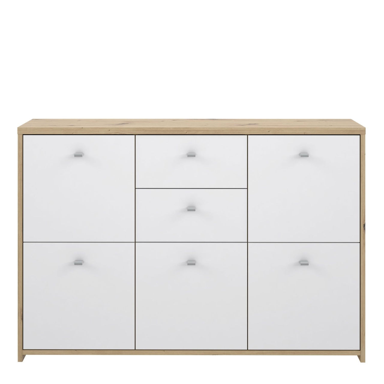 Best Chest Storage Cabinet with 2 Drawers and 5 Doors in Artisan Oak White