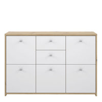 Thumbnail for Best Chest Storage Cabinet with 2 Drawers and 5 Doors in Artisan Oak White