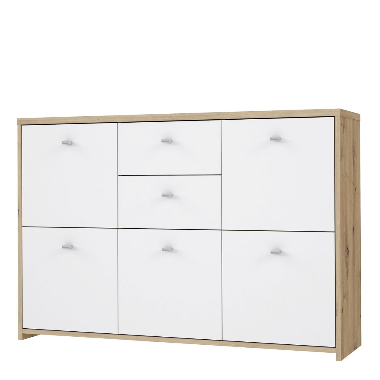 Best Chest Storage Cabinet with 2 Drawers and 5 Doors in Artisan Oak White