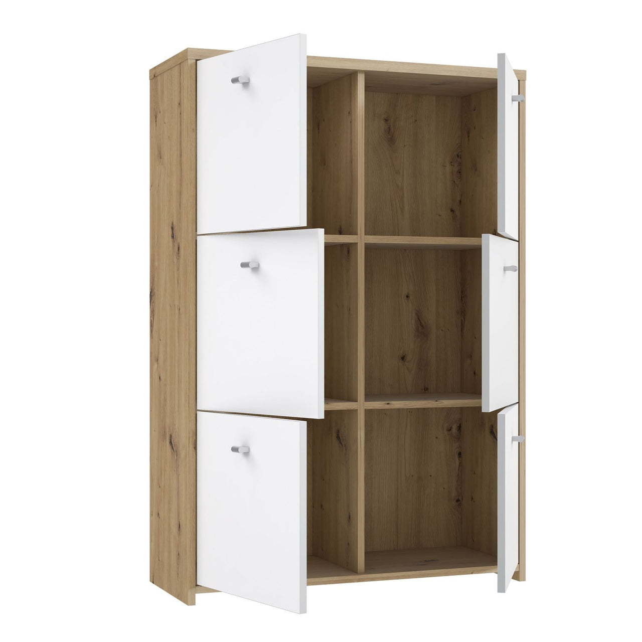 Best Chest Storage Cabinet with 6 Doors in Artisan Oak White