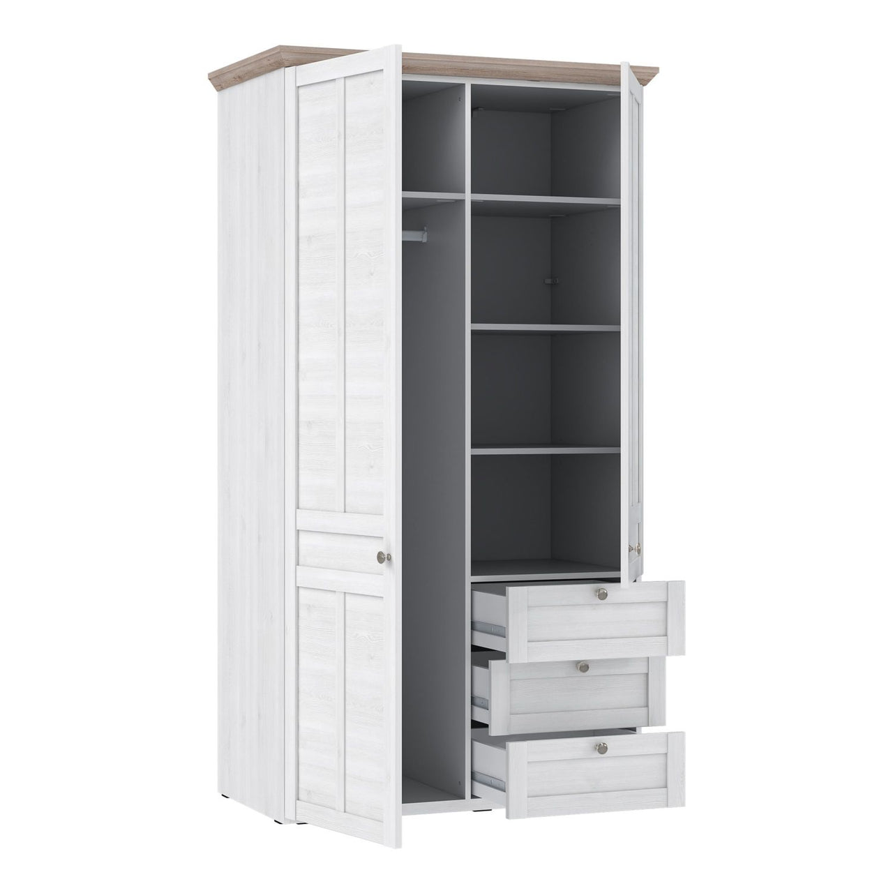 Iloppa 2 Door Wardrobe in Snowy Oak Oak Nelson